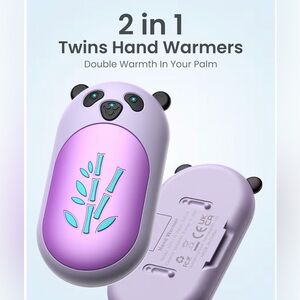 Aaolin 2 in 1 Twins Purple Rechargeable Hand Warmers, 20 Hours Portable Heat